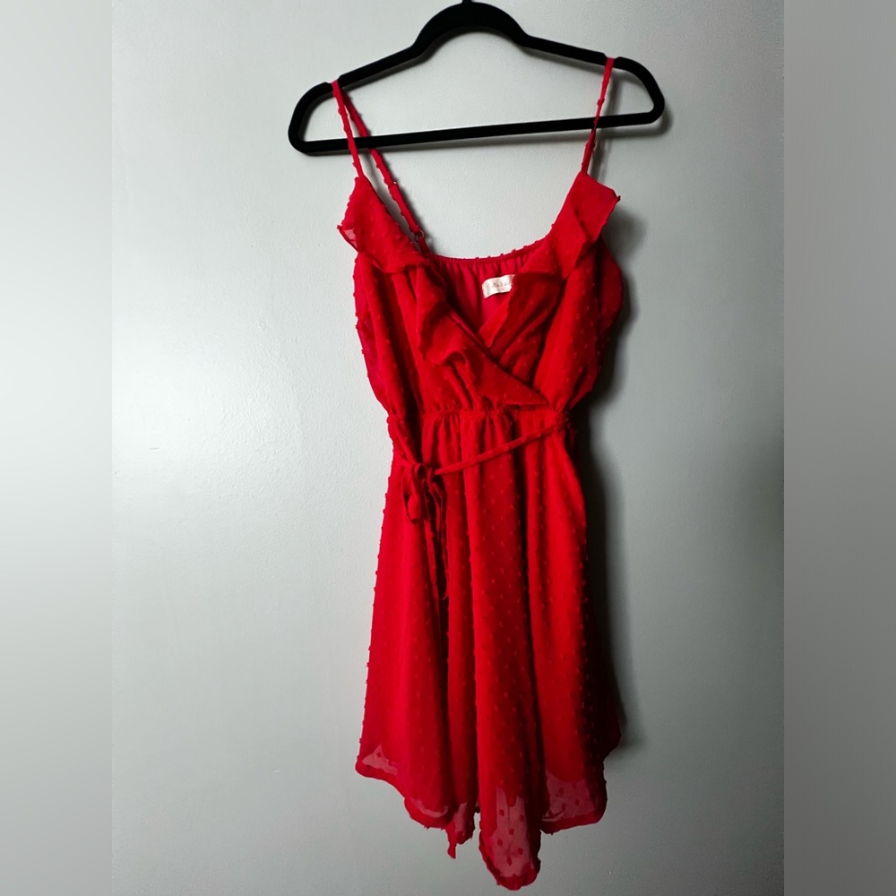 Altar’d State red Swiss dot spaghetti strapped dress medium